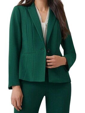 Kasper Women's Green 6 Petite One Button Blazer Jacket